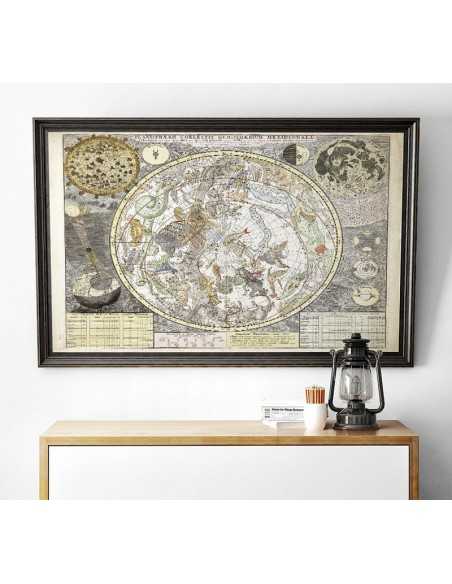 Stara mapa gwiazd nieba ze znakami zodiaku - Piękny plakat na prezent