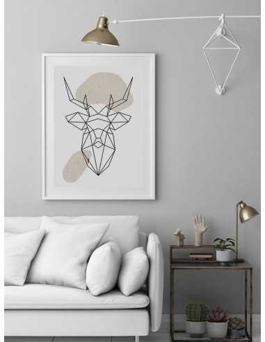 Plakat geometryczny ze zwierzętami plakat z jeleniem w stylu skandynawskim boho Plakat geometryczny ze zwierzętami plakat z jeleniem w stylu skandynawskim boho