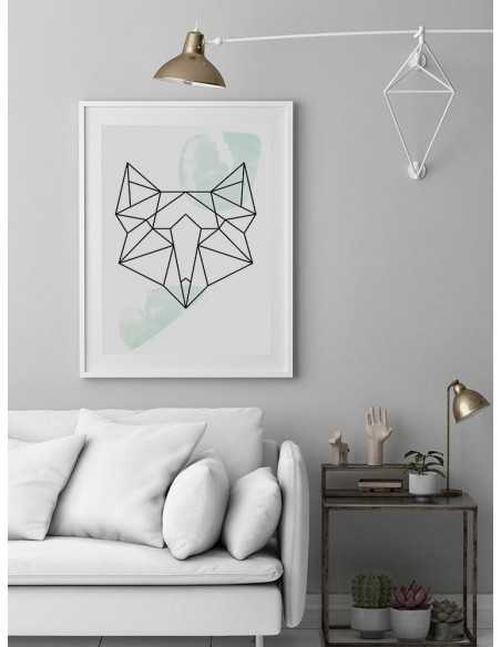 Plakat geometryczny ze zwierzętami plakat z lisem w stylu skandynawskim boho