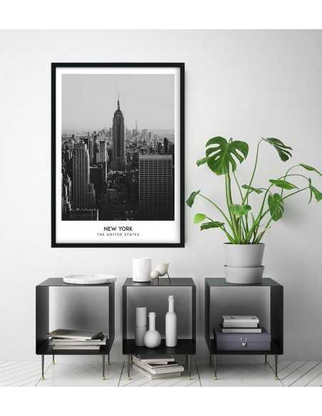 Poster with new york, united states. Black and white poster with a photo of New York